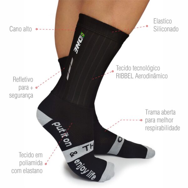 Meia Aerodinâmica Protour Preta - Imagem 2
